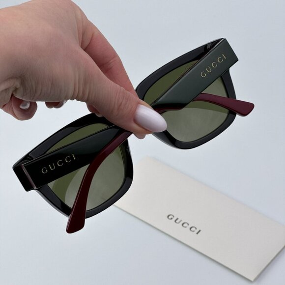 Gucci GG1670SK 005 BRAND NEW Sunglasses Black Red Green Square Unisex - Picture 3 of 12